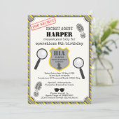 Einladung von Spy Kindergeburtstag - Schwarz-Gelb (Stehend Vorderseite)