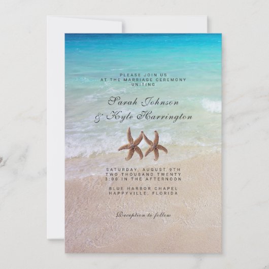 Einladung von Starfish an der Küste (Vorderseite)