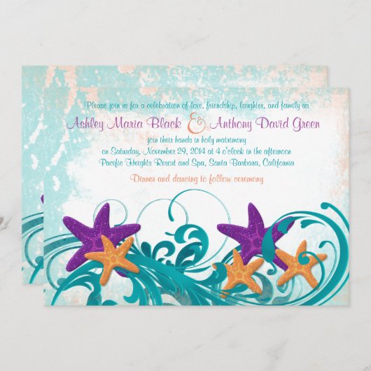 Einladung von Starfish Beach oder Hochzeit in Urla (Vorne/Hinten)