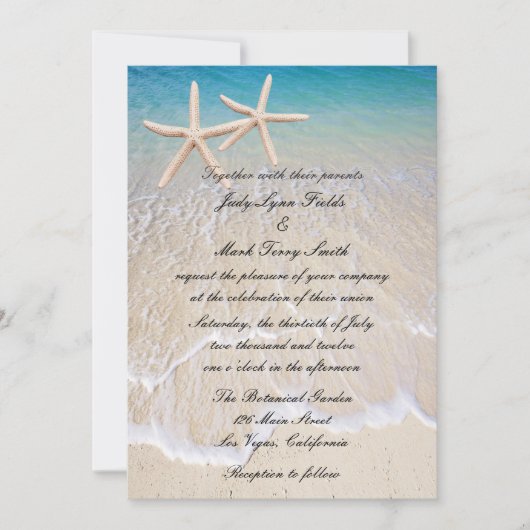 Einladung von Starfish Beach zur Hochzeit (Vorderseite)