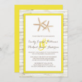 Einladung von Starfish Whitewash Wood Beach Hochze (Vorne/Hinten)