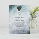 Einladung von Steampunk Aquamarin Heart Wedding (Stehend Vorderseite)