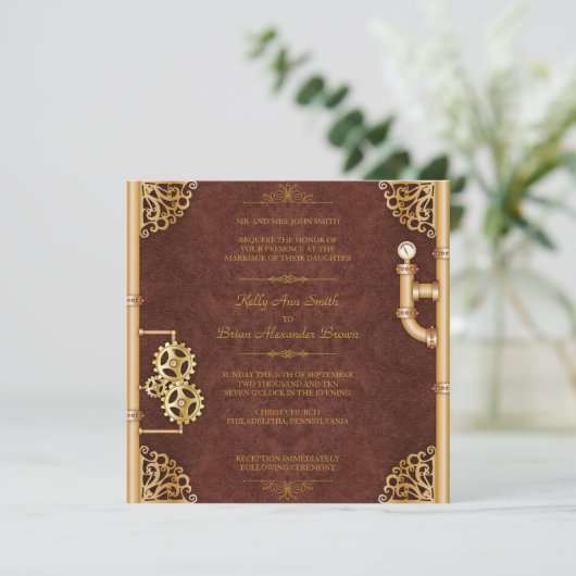 Einladung von Steampunk Square (Stehend Vorderseite)