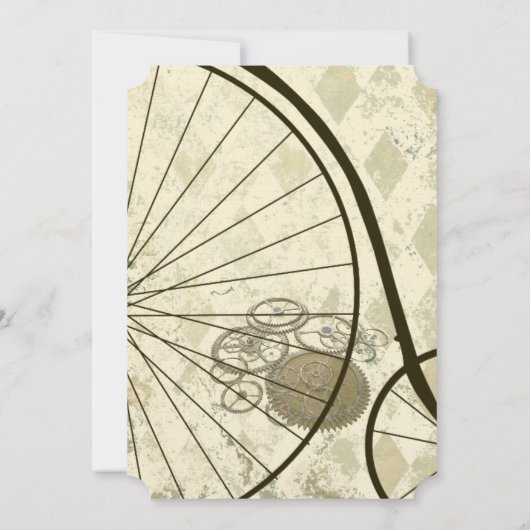 Einladung von Steampunk Viktorianisch Bicycle Wedd (Rückseite)