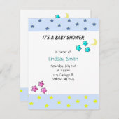 Einladung von Sternen und Mond-Babydusche (Vorne/Hinten)