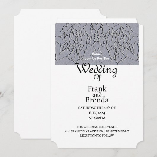 Einladung von Stone Rose Hochzeit (Vorne/Hinten)