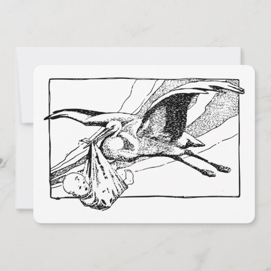 Einladung von Storch und Baby (Vorderseite)