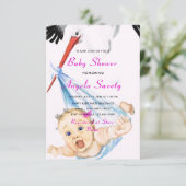 Einladung von Storch- und Babydusche mit QR-Code (Stehend Vorderseite)