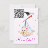 Einladung von Storch- und Babydusche mit QR-Code (Rückseite)