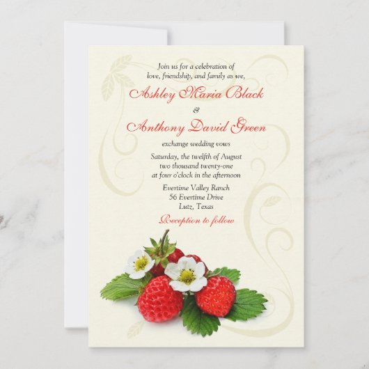 Einladung von Strawberry Floral Wedding (Vorderseite)