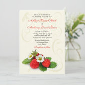 Einladung von Strawberry Floral Wedding (Stehend Vorderseite)