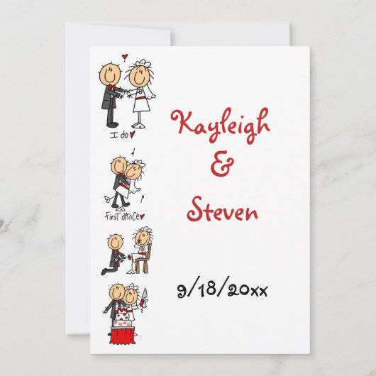 Einladung von Strichmännchen Hochzeit (Rückseite)