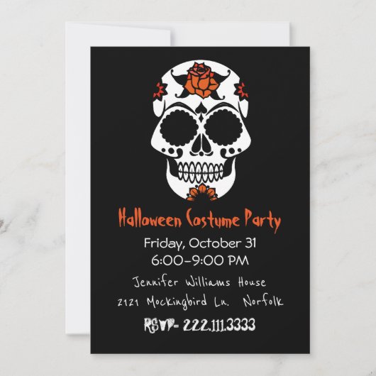 Einladung von Sugar Skull-Halloween-Partys (Vorderseite)