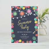 Einladung von Summer Party Lampions (Stehend Vorderseite)
