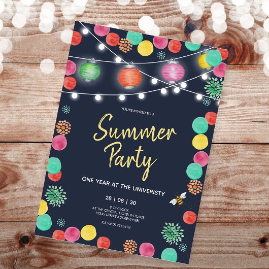 Einladung von Summer Party Lampions