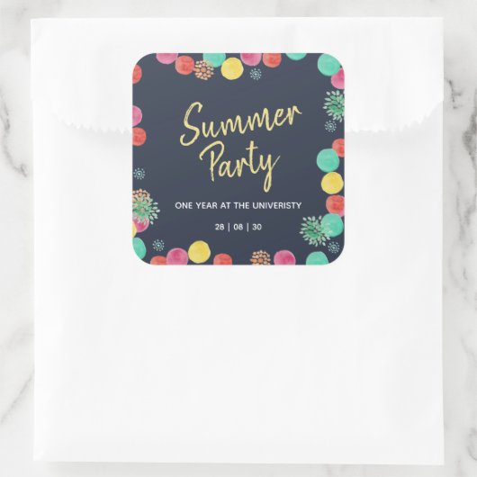 Einladung von Summer Party Lampions Quadratischer Aufkleber (Tasche)