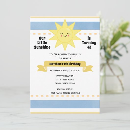 Einladung von Sun Birthday (Stehend Vorderseite)