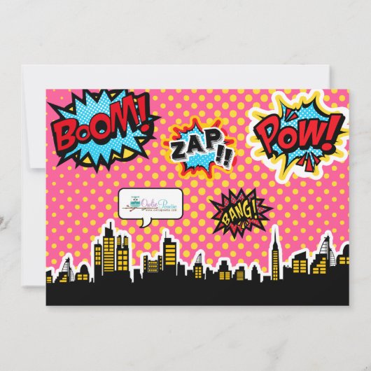 Einladung von Superheldin Birthday (Rückseite)