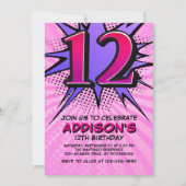 Einladung von Superhero Girl zum 12. Geburtstag (Vorderseite)