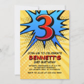 Einladung von Superhero zum 3. Geburtstag (Vorderseite)