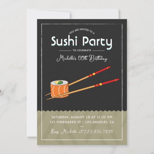 Einladung von Sushi Birthday (Vorderseite)