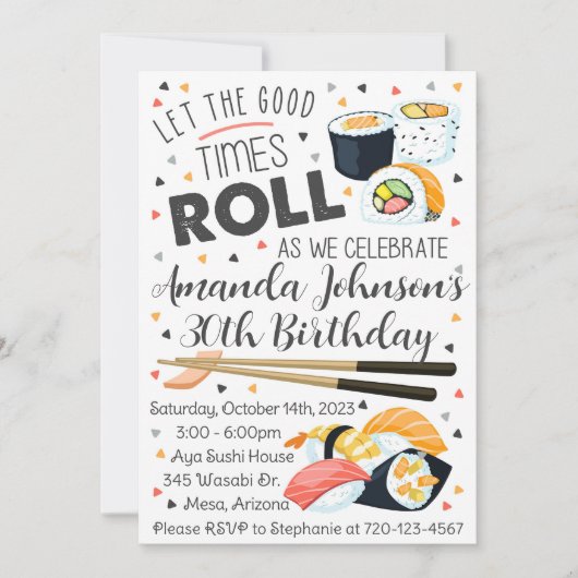 Einladung von Sushi zum Geburtstag, Sushi (Vorderseite)
