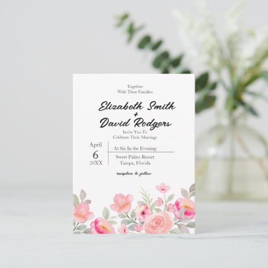 Einladung von Süßfloralblumen Postkarte (Stehend Vorderseite)