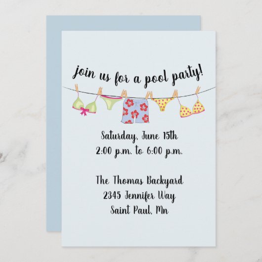 Einladung von Swimsuit (Vorne/Hinten)