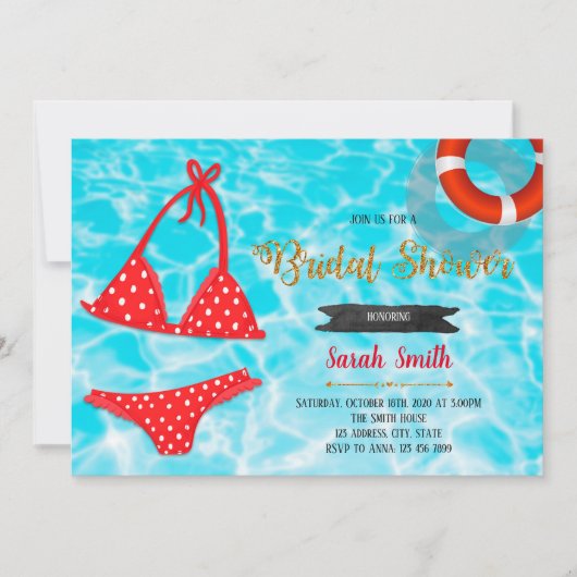 Einladung von Swimsuit Junggeselinnen-Abschied (Vorderseite)