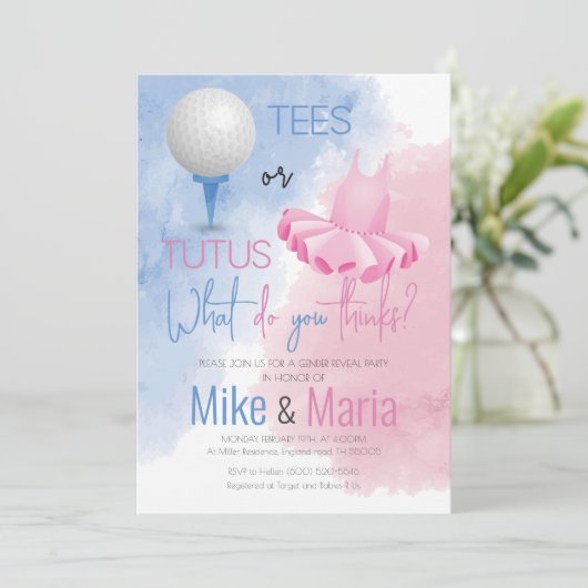 Einladung von T-Shirts oder Tutus (Stehend Vorderseite)