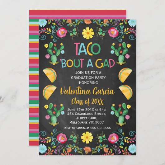 Einladung von Taco Mexican Grad oder Graduiertengr (Vorne/Hinten)