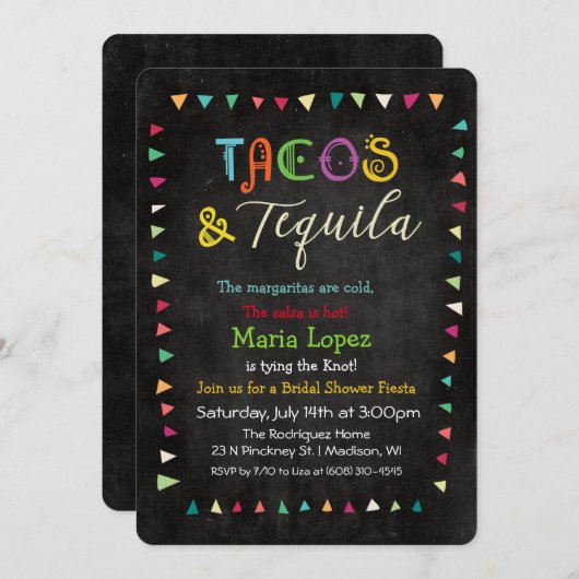 Einladung von Tacos und Tequila Bridal (Vorne/Hinten)