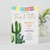 Einladung von Tacos und Tutus Cactus Baby Shower (Stehend Vorderseite)