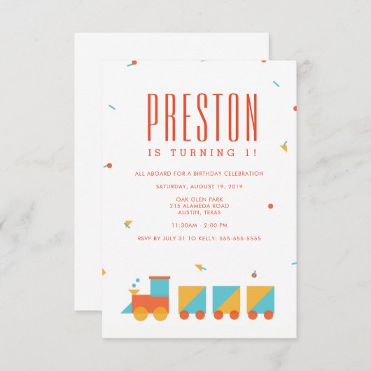 Einladung von Tangram Train zum Geburtstag (Vorne/Hinten)
