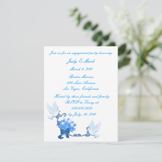 Einladung von "Taube Custom Engagement Party" (Stehend Vorderseite)