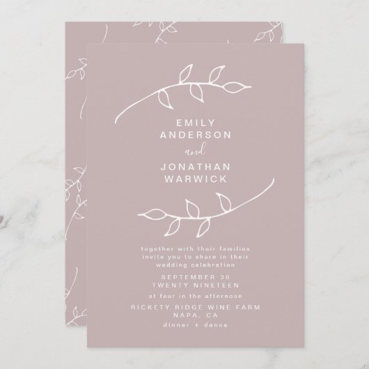 Einladung von Taupe und White Simple Wreath (Vorne/Hinten)