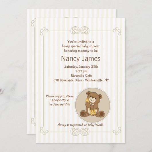 Einladung von Teddy Bear (Vorne/Hinten)