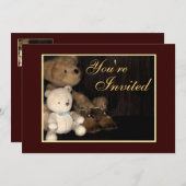 Einladung von Teddy Bear & Baby Schuhen (Vorne/Hinten)