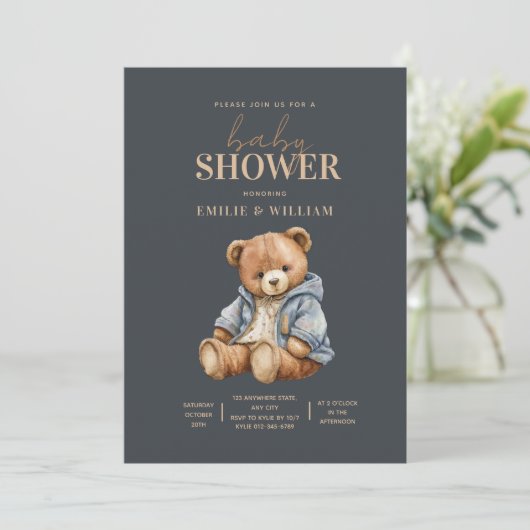 Einladung von Teddy Bear Baby Shower kann frühzeit (Stehend Vorderseite)