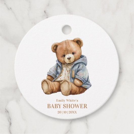 Einladung von Teddy Bear Baby Shower kann frühzeit Geschenkanhänger (Vorderseite)