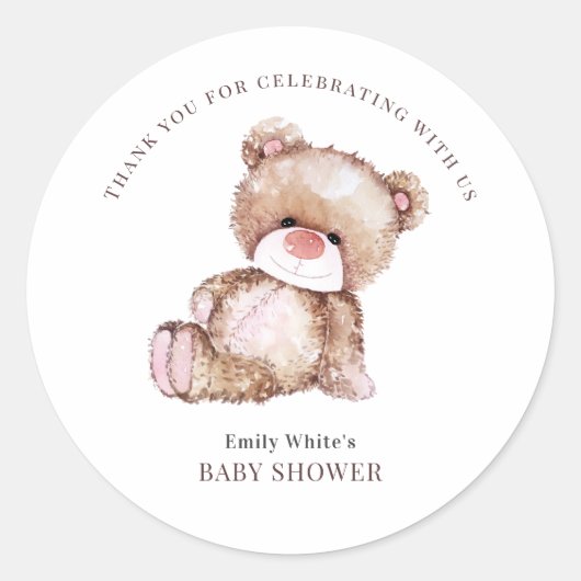 Einladung von Teddy Bear Baby Shower kann frühzeit Runder Aufkleber (Vorderseite)