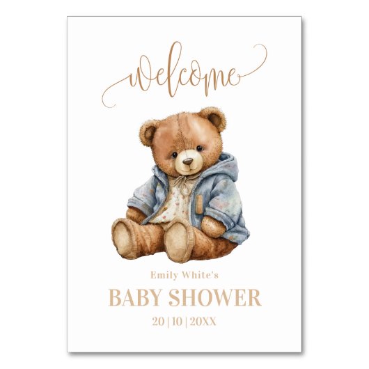 Einladung von Teddy Bear Baby Shower kann frühzeit Tischnummer (Vorderseite)