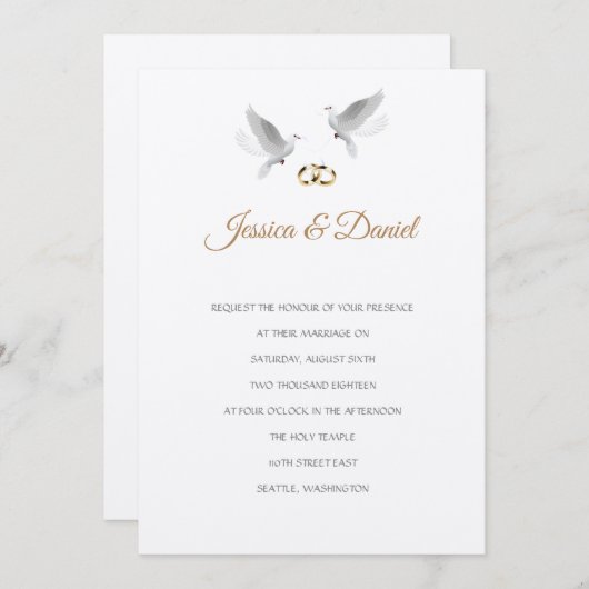 Einladung von Temple Wedding (Vorne/Hinten)