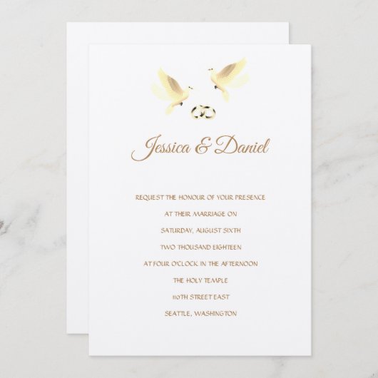 Einladung von Temple Wedding (Vorne/Hinten)