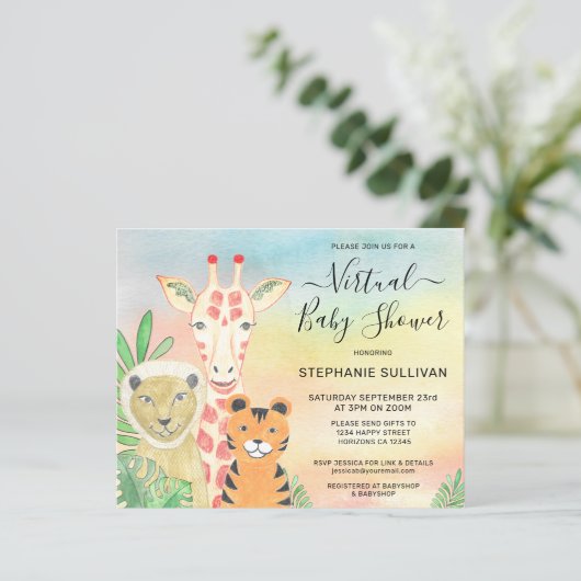 Einladung von Tieren mit Virtual Baby-Dusche (Stehend Vorderseite)