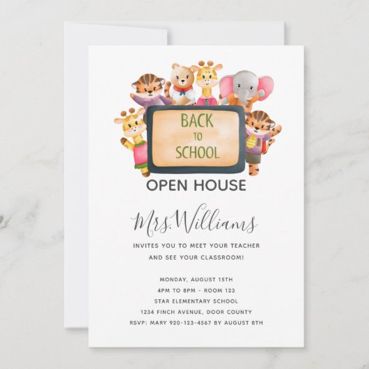 Einladung von Tieren zurück zur Schule (Vorderseite)