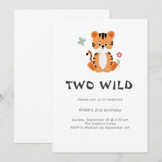Einladung von Tiger Birthday (Vorne/Hinten)