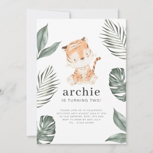 Einladung von Tiger Birthday (Vorderseite)