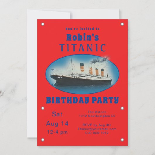 Einladung von Titanic Red Birthday (Vorderseite)