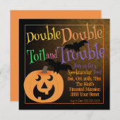 Einladung von Toil and Trouble Spooky Halloween-Pa (Vorne/Hinten)